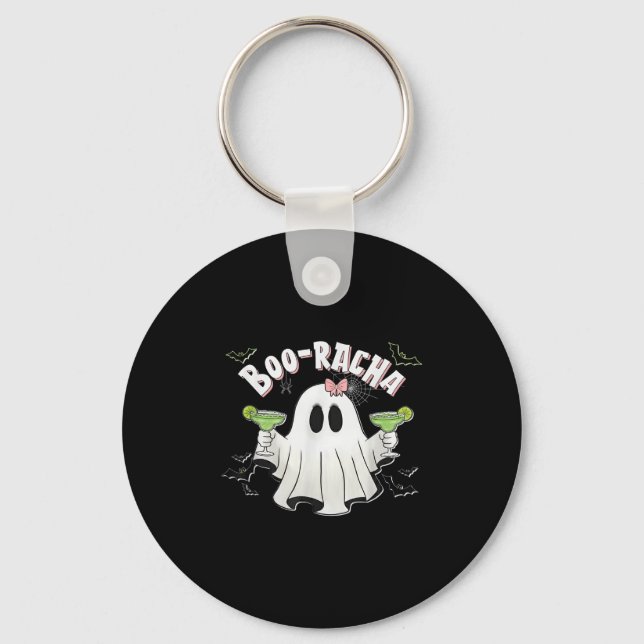 Halloween Women's Ghost Boo Racha Funny Margarita  Keychain (Front)