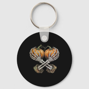 Halloween Women's S Breast Skeleton Hand Pumpkin Keychain