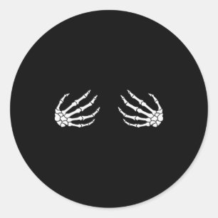 Halloween Women's Skeleton Hand  Classic Round Sticker