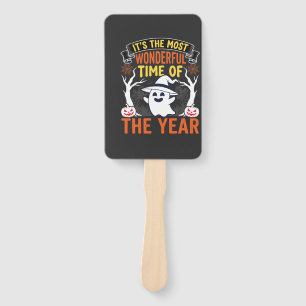 Halloween Wonderful Time Ghost and Pumpkin Vintage Hand Fan
