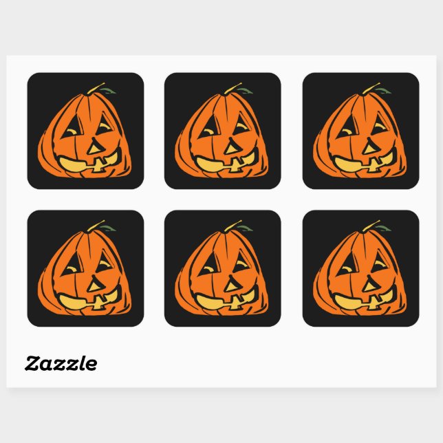 Halloween Wonky Pumpkin Square Sticker (Sheet)