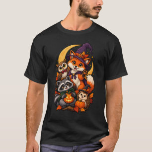 Halloween Woodland Fox Raccoon Owl T-Shirt