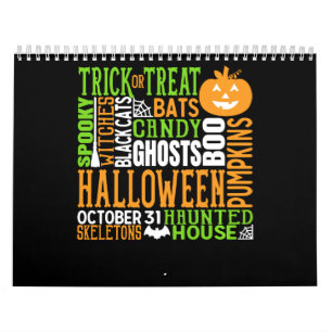 Halloween Word Jumble Colourful Cute Spider Pumpki Calendar