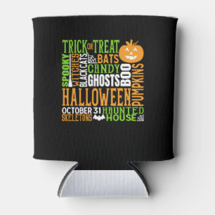 Halloween Word Jumble Colourful Cute Spider Pumpki Can Cooler