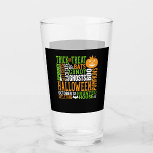 Halloween Word Jumble Colourful Cute Spider Pumpki Glass