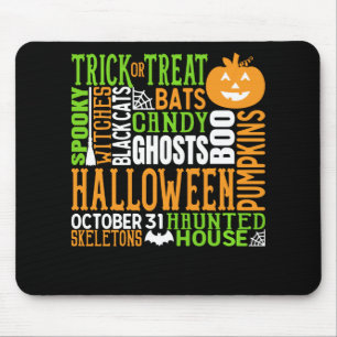 Halloween Word Jumble Colourful Cute Spider Pumpki Mouse Pad