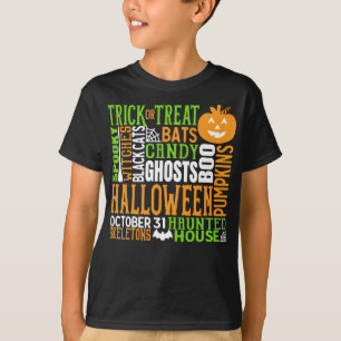 Halloween Word Jumble Colourful Cute Spider Pumpki T-Shirt