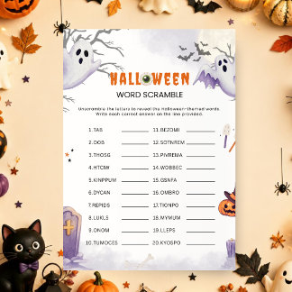 Halloween Word Scramble Game | Spooky Party Game Invitation