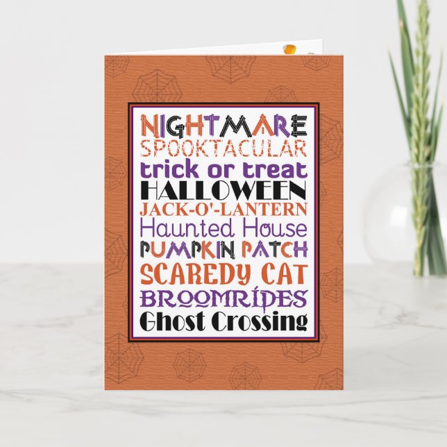 Halloween WordArt Greeting Card (Front)