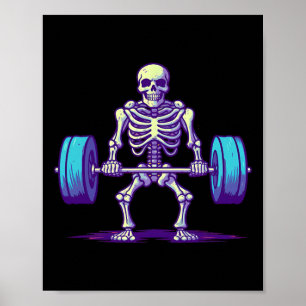 Halloween Workout Costume Funny Deadlift Skeleton  Poster