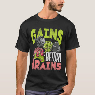 Halloween Workout Zombie Weightlifting Gains Befor T-Shirt