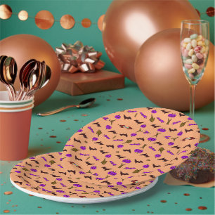 Halloween wrapping paper plate