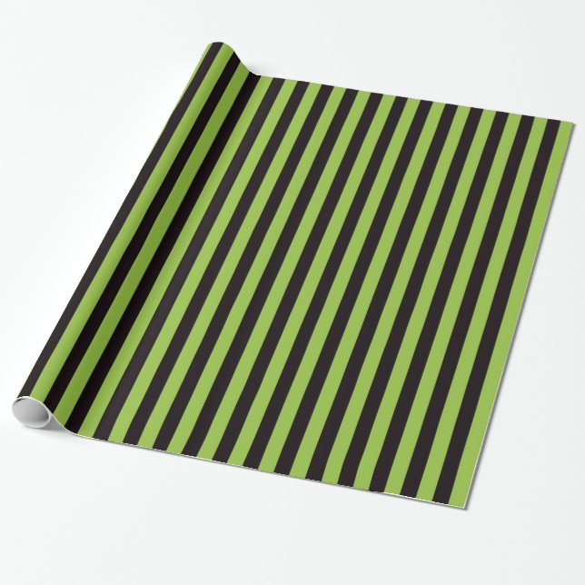 Halloween wrapping paper with green black stripes (Unrolled)