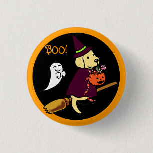 Halloween Yellow Labrador Cartoon 1 Inch Round Button
