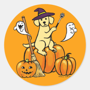 Halloween Yellow Labrador Cartoon 2 Classic Round Sticker