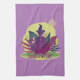 Halloween Yoga Namaste Witches Kitchen Towel