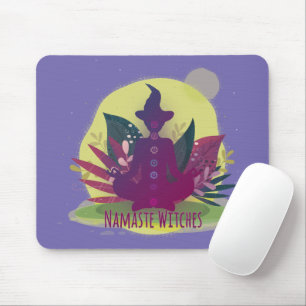 Halloween Yoga Namaste Witches Mouse Pad