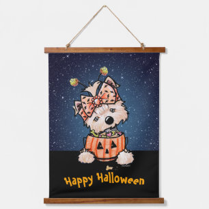 Halloween Yorkie KiniArt Wood Topped Wall Tapestry