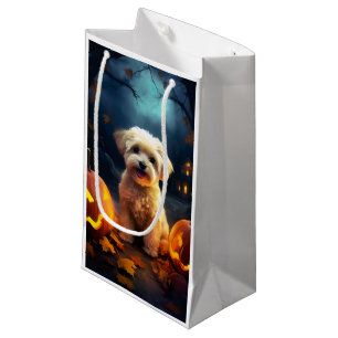 Halloween Yorkipoo With Pumpkins Scary Small Gift Bag