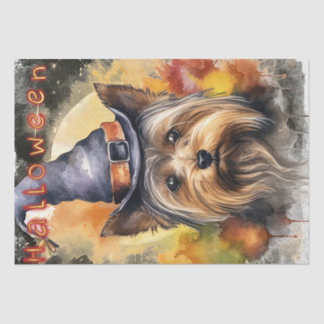 Halloween Yorkshire Terrier Dog Tissue Paper (Front)