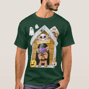 Halloween Yorkshire Terrier Dog Witch Haunted Hous T-Shirt