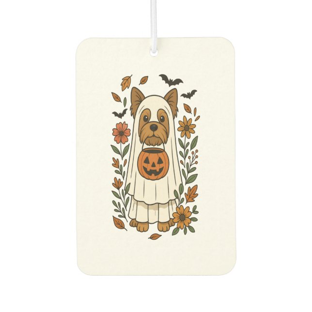 Halloween Yorkshire Terrier Flowers Halloween Air Freshener (Front)