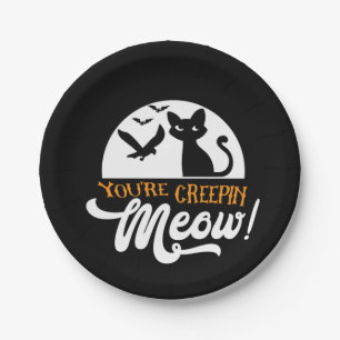 Halloween You Are Creepin Meow Birthday Paper Plate