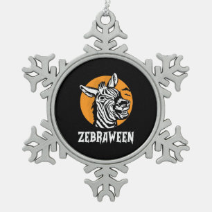Halloween Zebra Snowflake Pewter Christmas Ornament