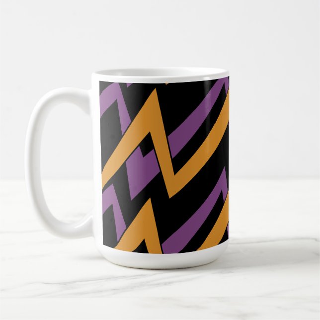 Halloween Zig Zags Orange Purple  Coffee Mug (Left)