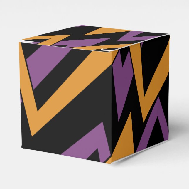Halloween Zig Zags Orange Purple   Favor Box (Front Side)