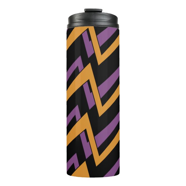 Halloween Zig Zags Orange Purple Thermal Tumbler (Front)