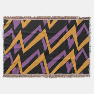 Halloween Zig Zags Orange Purple Throw Blanket