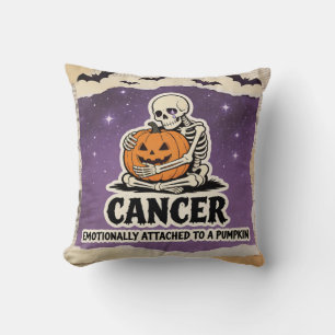 Halloween Zodiac Cancer Skeleton Birthday Gift Throw Pillow