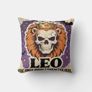 Halloween Zodiac Leo Skeleton Birthday Gift Throw Pillow