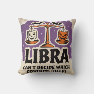 Halloween Zodiac Libra Skeleton Birthday Gift Throw Pillow
