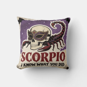 Halloween Zodiac Scorpio Skeleton Birthday Gift Throw Pillow