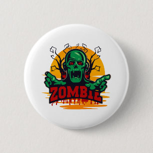 halloween zombie 2 inch round button