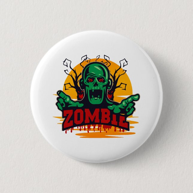 halloween zombie 2 inch round button (Front)