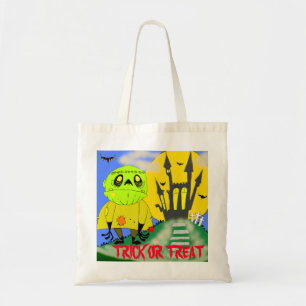 Halloween Zombie and Castle Trick or Treat Tote Bag
