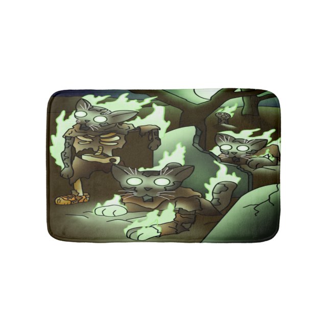 Halloween Zombie Cats Bath Mat (Front)