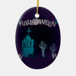 halloween zombie ceramic ornament