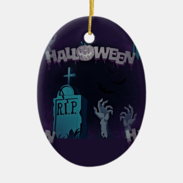 halloween zombie ceramic ornament (Front)