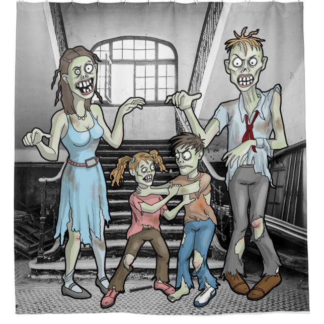 Halloween Zombie Family Shower Curtain (Front)
