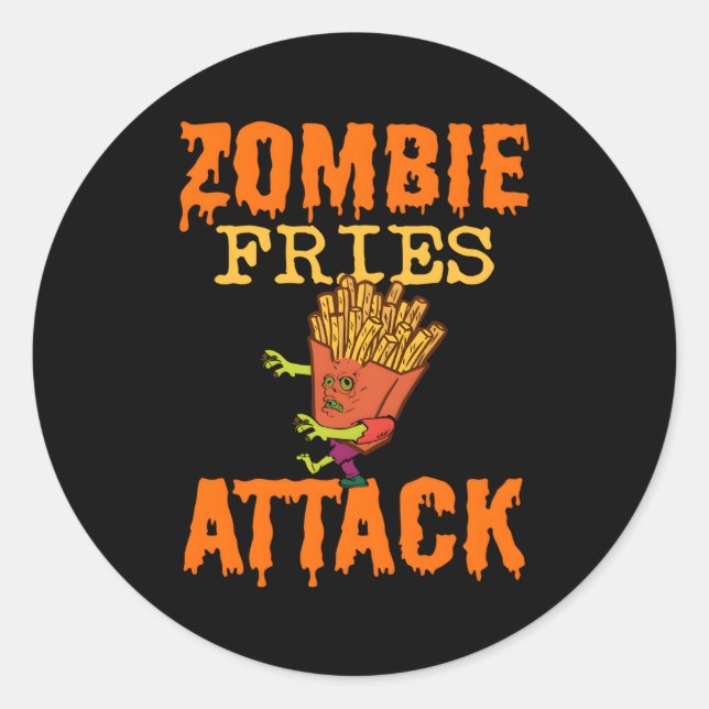 Halloween Zombie Fries Monster Zombie Fan Snack Sp Classic Round Sticker (Front)