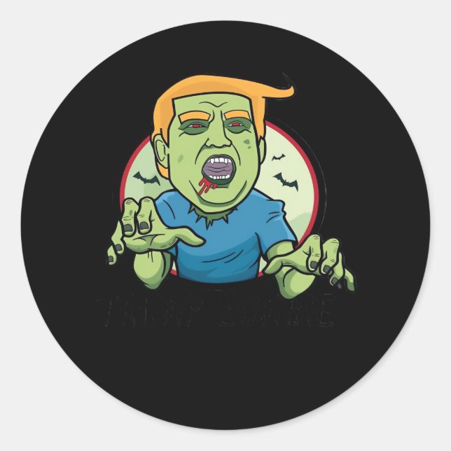 Halloween  Zombie Funny Classic Round Sticker (Front)