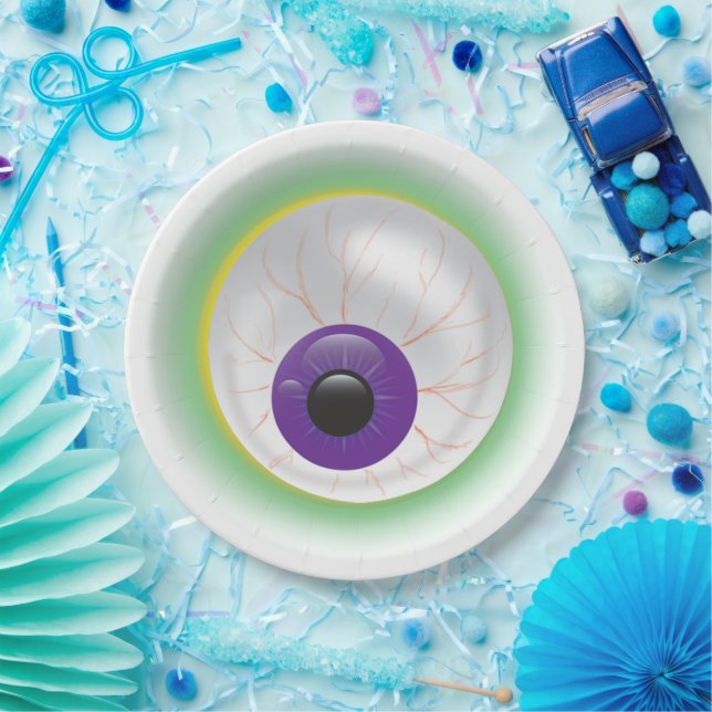 Halloween Zombie Ghost Eyeball Cyclops Eye Paper Plate (Party)