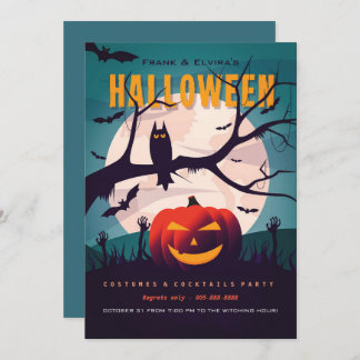 Halloween zombie graveyard costume party    invitation