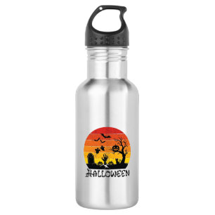 Halloween Zombie Hand Tombstone Tree Black Cat Bat 532 Ml Water Bottle