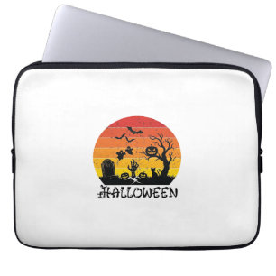 Halloween Zombie Hand Tombstone Tree Black Cat Bat Laptop Sleeve