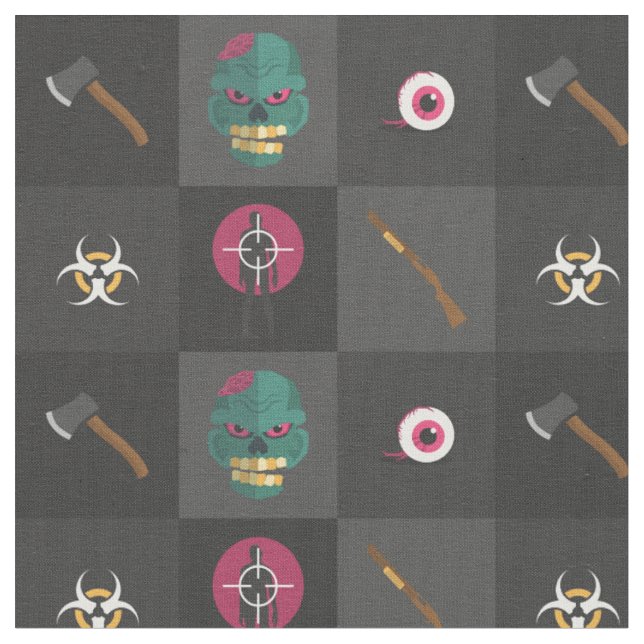 halloween zombie hunter fabric (Close Up)